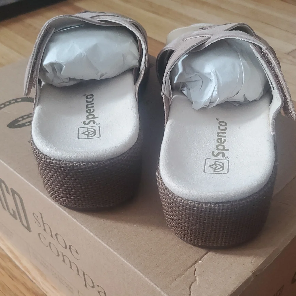 Women's Leopard and Tan Wedge Sandals - Picture 4 of 10